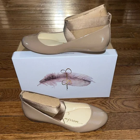 NEW Jessica Simpson Mandayss Ankle Strap Ballet Flats Chai Latte Women’s Size 8 - Picture 1 of 13